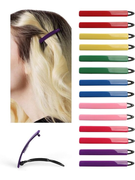 Accessories - 14 Pack BPA-Free Barrettes for Fine Hair | Non-Slip Plastic Hair Clips for Women